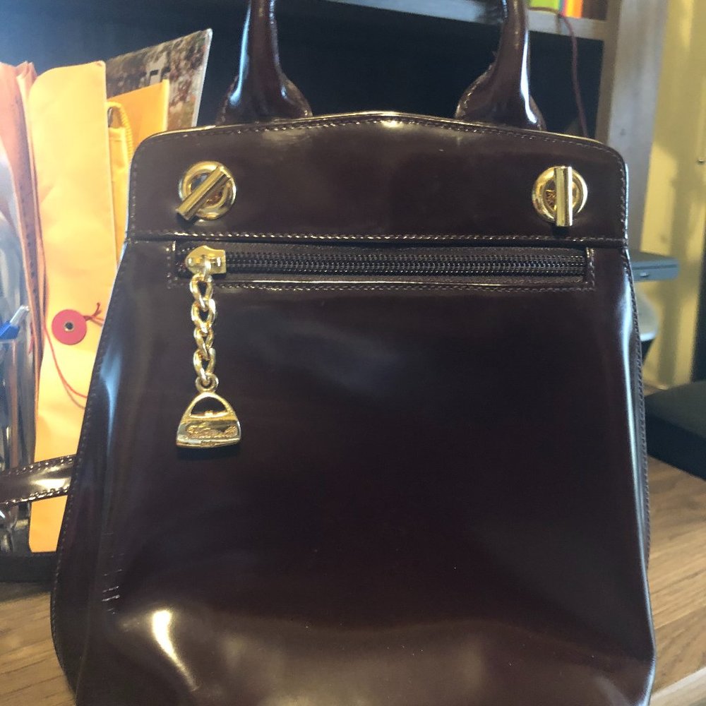 Italian Designer Fontanelli Brown Leather Backpack